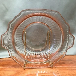 Anchor Hocking Mayfair Open Rose Pink Depression Glass 10" handle bowl vtg asis - Picture 1 of 12