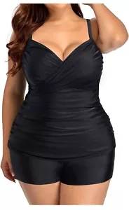 Aqua Eve Women Two Piece Plus Size Tankini Swimsuits with Shorts Tummy Control - Picture 1 of 7