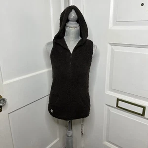 Barefoot Dreams CozyChic Sleevless Hoodie Vest in Brown Size Small - Picture 1 of 13