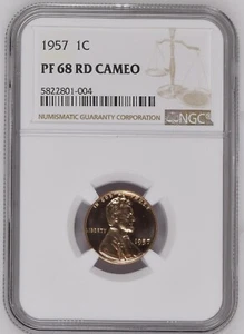 1957 Lincoln Cent NGC PF68 Cameo Red PR68 Cameo RD RARE - Picture 1 of 4