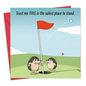 Divertida tarjeta de golf lugar más seguro - tarjeta en blanco - divertida tarjeta de cumpleaños de golf para hombres y mujeres - Imagen 1 de 6