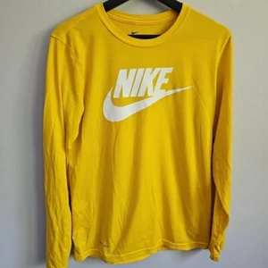 Nike Dri-Fit Size Small Yellow/White Long Sleeve Lightweight Graphit Shirt - Picture 1 of 7