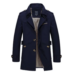 Men Winter Warm Formal Trench Coat Long Jacket Tops Smart Work Overcoat Outwear* - Picture 1 of 19