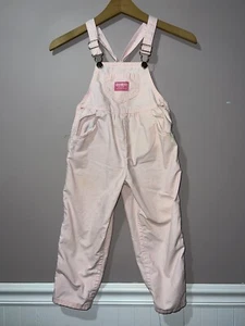 VINTAGE OSHKOSH B GOSH GIRLS OVERALLS KIDS PINK FLORAL PRINT sz 5T made in USA - Picture 1 of 5