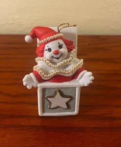 Vintage EHW Enterprises 1988 Enesco Jack in the Box Christmas Ornament Clown USA - Picture 1 of 3