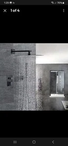 Juego de grifos de ducha de lluvia para baño montados en la pared negro mate Ackwave 8 pulgadas - Imagen 1 de 18
