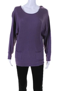 Yest Damen Cristal Rippstrick Rundhals Tunika Pullover Pulli Lila Medium - Bild 1 von 7