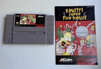 Vintage Super Nintendo Krusty’s Super Fun House Nintendo SNES 1992 W/ Manual - Image 1 of 4