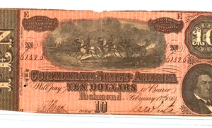 $10 "CONFEDERATE" (BLUEBACK) "1800'S" $10 "BLUEBACK"CONFEDERATE" $10 CRISPY!!! - Picture 1 of 3