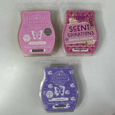 Scentsy Wax Melt Bars Lot Mango Shortcakes Pink Sugarberry Mint Coastal Sunset - Image 1 of 4