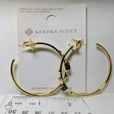 Pendientes de aro dorados ojo de tigre marrón Kendra Scott Faye Foto 1 de 3