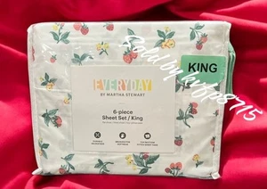 Fruit Everyday Martha Stewart 6 Pc King Bed Sheet Set New Strawberry Floral - Picture 1 of 3