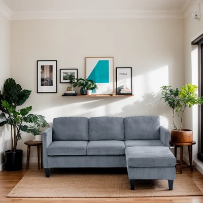 Sofá sofá seccional moderno convertible en forma de L de 4 asientos con otomana de almacenamiento Foto 1 de 4