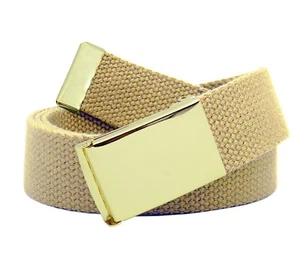 Build A Belt Kid's Gold Flip Top 1.25" Wide Buckle with Canvas Web Belt - Picture 1 of 24
