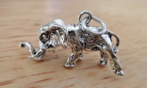 Sterling Silver Movable 3D 13x22mm Detailed Elephant Zoo Charm - Picture 1 of 4