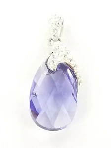 Women's Sterling Silver 925 with Purple & White Stones Charm / Pendant #82532 - Picture 1 of 5
