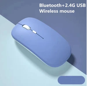 Rechargeable Wireless Bluetooth Mouse 2.4G USB Mice For Android Windows - Picture 1 of 2