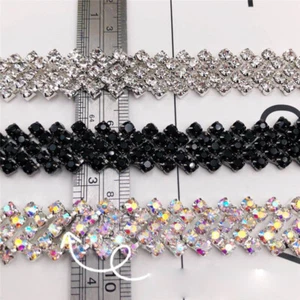 1 yarda 15 mm de ancho adorno de cadena de estrás hágalo usted mismo artesanías coser brillo adorno de cristal - Imagen 1 de 15