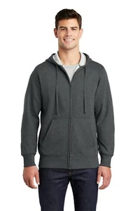 Sport-Tek Men's Full-Zip Hooded Fleece Sweatshirt Medium Gray - Picture 1 of 9