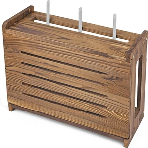 Wooden Router Shelf Wall Mount Wifi Storage Box Modem Cable Cover Organized Rack - Picture 1 of 1