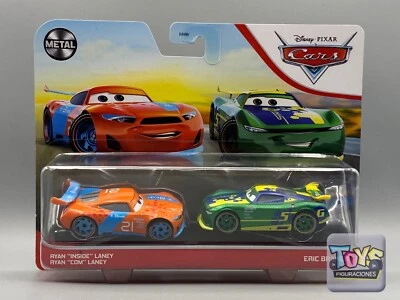DISNEY PIXAR CARS 2 PACK "RYAN" INSIDE LANEY #21 & ERIC BRAKER #5 METAL SERIES - Image 1 of 4