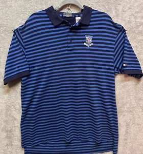 US Open 1996 Oakland Hills Men’s Large Blue Stripe Golf Polo Vtg 90s - Picture 1 of 9