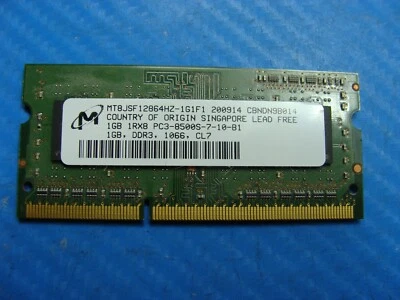 MacBook A1278 Micron 1GB 1Rx8 PC3-8500S SO-DIMM Memory RAM MT8JSF12864HZ-1G1F1 - Image 1 of 2