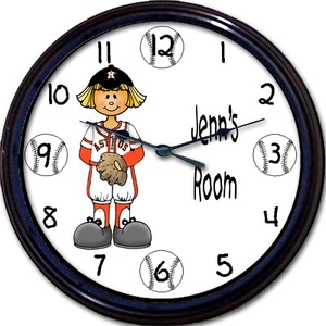 Houston Astros Personalized Girl Wall Clock MLB Baseball Minute Maid Park 10" - Picture 1 of 1