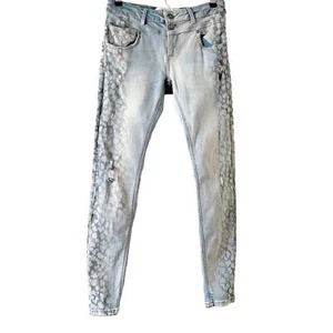 Zhrill KelamLight Wash Snake Print Distressed Stretch Skinny Jeans 28 - Picture 1 of 10