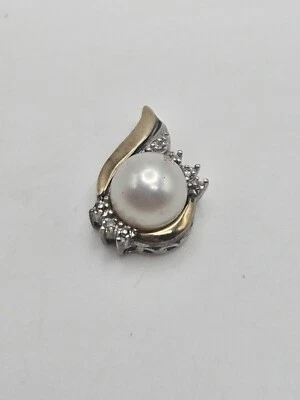 Alwand Vahan 10k Yellow Gold And Sterling Silver Pearl Diamond Small Pendant  - Image 1 of 4