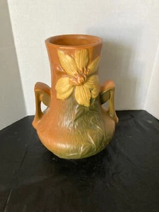Roseville Clemetis 106-7 Pottery Vase As Is - Picture 1 of 6