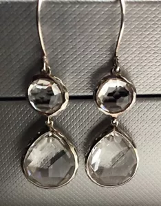 Pendientes IPPOLITA Rock Candy Muñeco de Nieve Lágrima Cristal de Roca Transparente Plata de Ley - Imagen 1 de 5