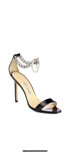 MBT manolo blahnik 38 Sandalo nero caos con cinturino a catena