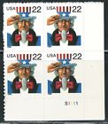 Mint US Block of 4 Uncle Sam Stamp With Plate# S1111, Scott#3259, (MNH)