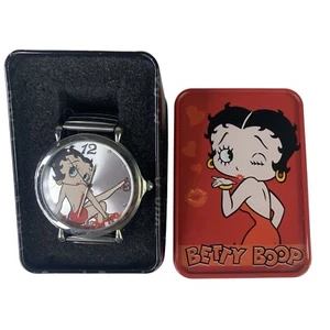 Betty Boop Women's Wrist Watch 2016 42mm Case Silver Stretch Band Original Tin - Picture 1 of 12