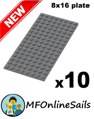 *NEW* 10x Genuine LEGO 8x16 PLATES  Dark Bluish Gray - Part #92438 - Image 1 of 4