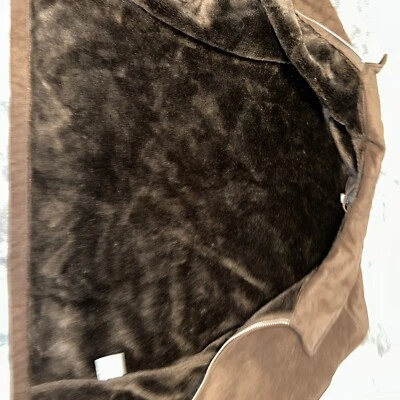 Brown XXL Perry Ellis Portfolio Faux Suede Faux Fur Lined Bomber Jacket - Image 1 of 4