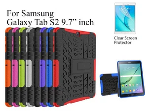 For Samsung Galaxy Tab S2 9.7" Heavy DutyTPU Back Stand case & screen protector - Picture 1 of 10