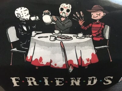 PINHEAD-JASON-FREDDY “FRIENDS” HANDMADE 3 LAYERS COTTON/POLYESTER MASK-WASHABLE - Image 1 of 4