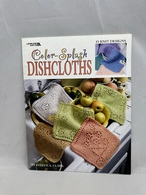 Leisure Arts 3394 Color Splash Dishcloths Evelyn Clark 15 Knit Designs Patterns - Image 1 of 4