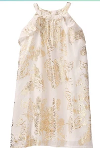 New Crazy 8 girls dress 4 or 5 white gold summer ruffles 100% cotton Twins? - Picture 1 of 4