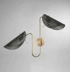 Sputnik Tullu Style Wall Lamp Architectural Stilnovo Modern Brass Two Arms Sconc - Picture 1 of 7