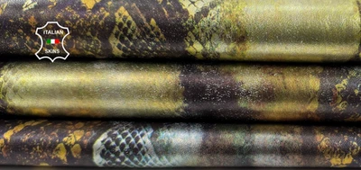 METALLIC SNAKE PYTHON MULTICOLOR PRINT On Lambskin Leather 7+sqf 1.0mm #C6601 - Image 1 of 4