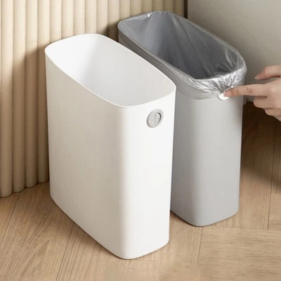 Small Trash Can PP TPR Plastic Wastebasket Slim Open Top Garbage Container HLF - Image 1 of 4