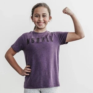 NoBull Kid's Heathered Purple Stretchy Training Athletic Shirt Size M - Picture 1 of 5