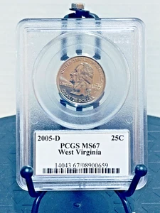 2005-D Washington Quarter West Virginia PCGS MS67 Mint State 67 #08900659 - Picture 1 of 2