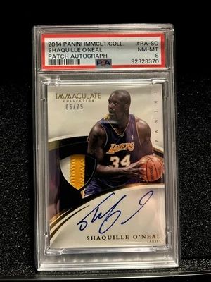 2014-15 Panini Immaculate Collection Shaquille O'Neal Patch Auto /75 PSA 8 - Image 1 of 4