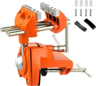 Tornillo de banco con abrazadera MAXMAN con poste universal, tornillo de banco para carpintería, 360° resistente  Foto 1 de 4