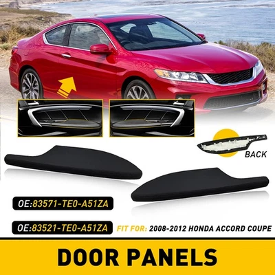 Pair Fit For 08-12 Honda Side Accord Coupe Door Armrest Panel ( Black Leather ) - Image 1 of 4