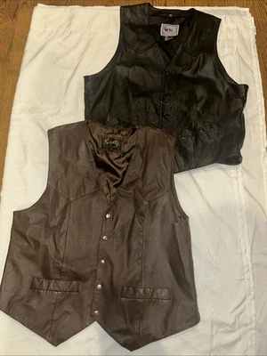 Мужская черная и коричневая кожаная куртка Red Lodge Skully размер XL винтаж 90-е - Изображение 1 из 4